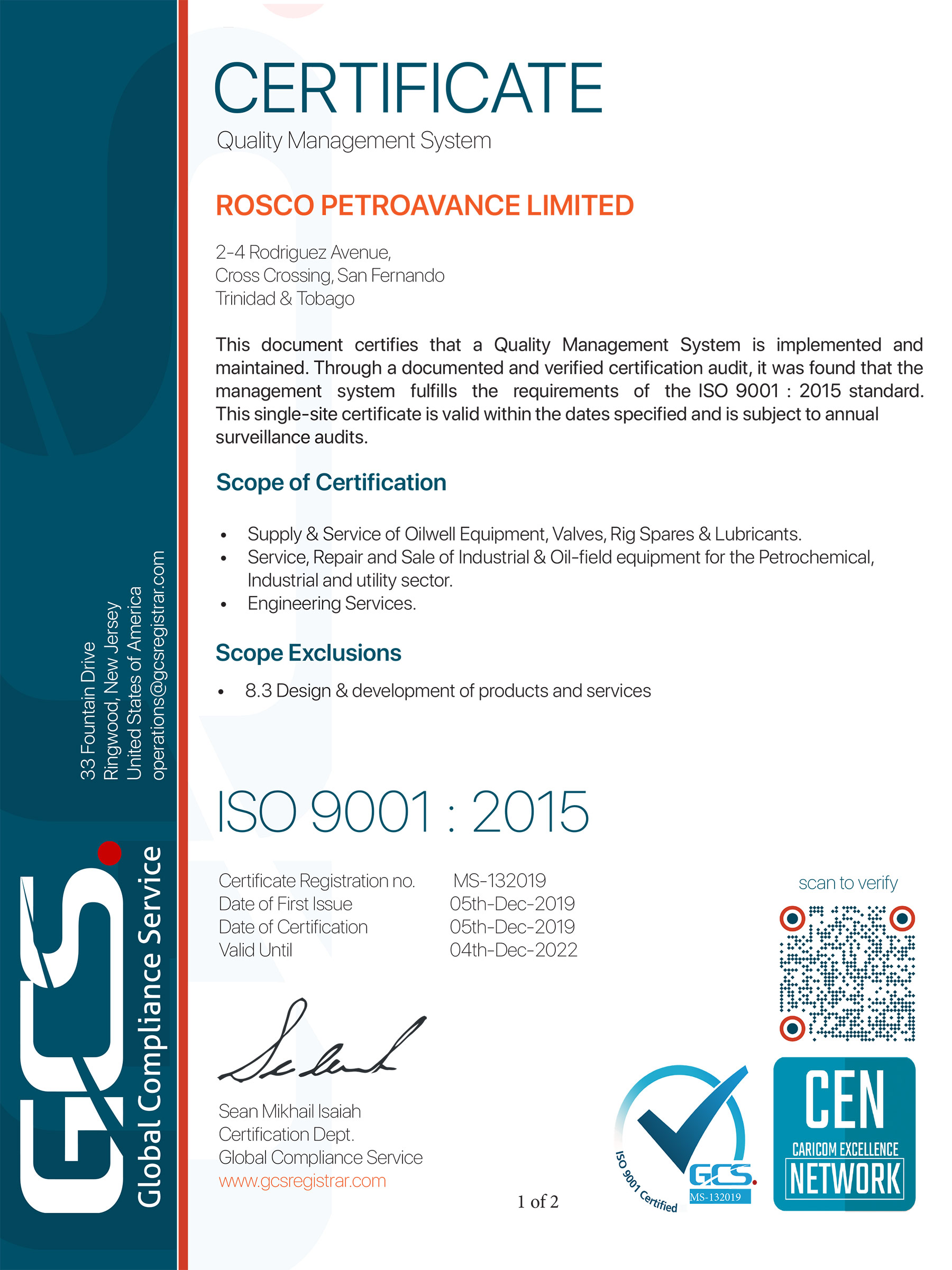 ISO 9001:2015 (GCS)